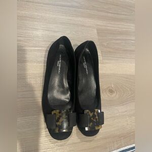 Sesto Meucci Black Flats with Tortoise Accent
